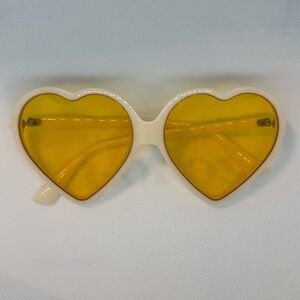 Heart-Shaped Sunglasses with Yellow Lenses